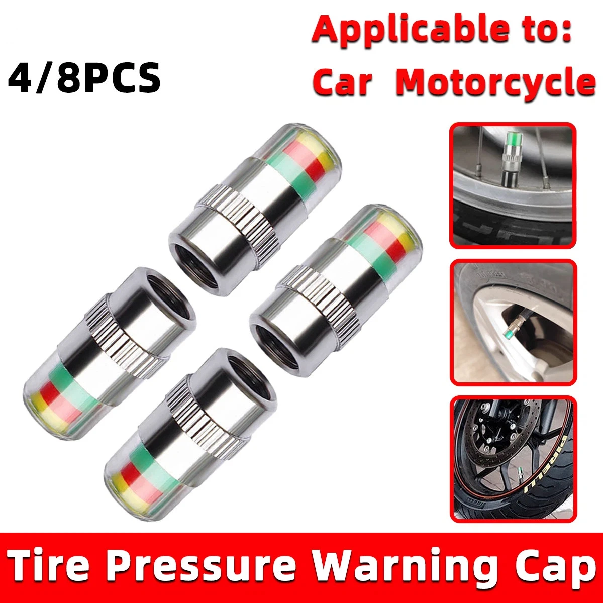 4/8PCS Car Tire Valve Caps wit – обзор и цена Tire Pressure Monitor
